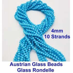 Austrian Glass Beads, Glass Rondelle Beads  4mm   15"  Strands